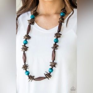 Cozumel Coast - Blue & Brown Wood Necklace - Paparazzi - NWT 🥳☀️
